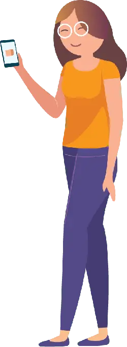 Cartoon Character in Orange Top and Purple Pants - orange - Transparent Layer PNG