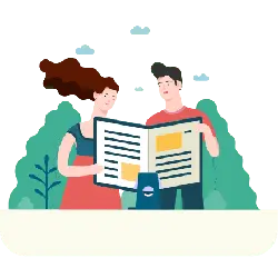 Man and Woman Reading a Book - learning - PNG