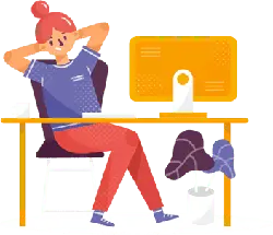 Girl Sitting at Computer - work - PNG Images