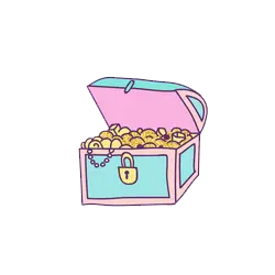 Treasure Chest - pink - gold coins - High Resolution PNG