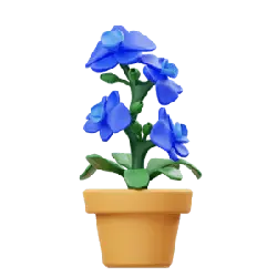 Blue Flower Pot Plant - art - Free PNG