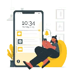 Lady Looking at Phone - time - Free Download PNG