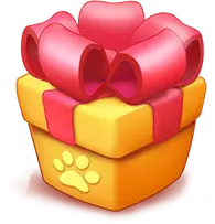 Gift Box - box - paw print - Transparent Background PNG