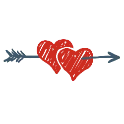 Red Hearts Pierced by Arrow - red - High Resolution PNG