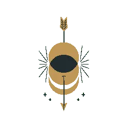 Gold Arrow and Circle Pattern - minimalistic - Transparent Background PNG