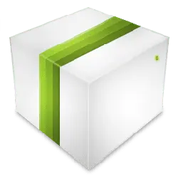 White Gift Box - green stripe - No Watermark PNG