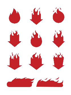 Flame Icon Set - red - No Background PNG
