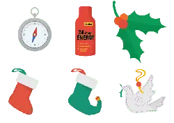 Compass、Energy Drink、Holly Leaf、Christmas Stocking、Christmas Stocking、Peace Dove - navigation - Lossless PNG