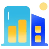 Blue Building - icon - Transparent Background PNG