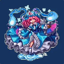 Ice Blue Princess - pixel art - High Resolution PNG