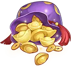 Gold Coin Bag - red - Transparent Background PNG