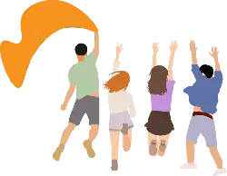 Four People Waving Flags - happy - No Background PNG