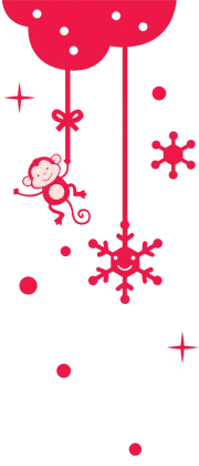 Monkey and Snowflake - winter - Free PNG