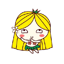Yellow Haired Cartoon Girl - flower - High Resolution PNG