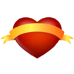 Red Heart - ribbon - Lossless PNG