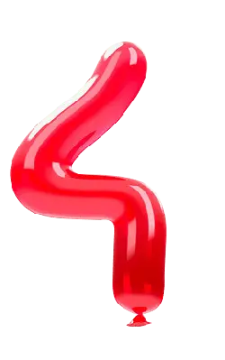 Balloon Number 4 - number - Transparent Background PNG