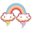 Rainbow Clouds with Lightning - lightning - No Background PNG