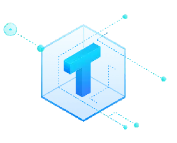 Blue Cube Letter T - technology - Transparent Background PNG