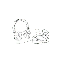 Person with Headphones - line drawing - High Resolution PNG