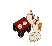Table and Wine Jars - red - High Resolution PNG