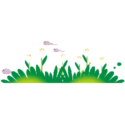 Fish and Flowers on Grass - green - PNG Images