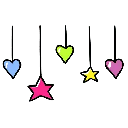 Colorful Hearts and Stars - blue - Lossless PNG