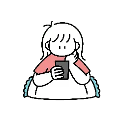 Cartoon Girl Looking at Phone - phone - Lossless PNG