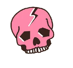Pink Lightning Skull - skull - PNG