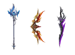 Ice staff、Flame sword、Shadow dagger - magic - No Watermark PNG
