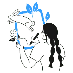 Girl Painting a Rabbit - girl - High Resolution PNG