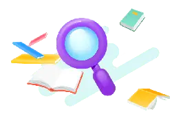 Magnifying Glass and Books - learning - Lossless PNG