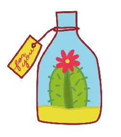 Glass Bottle with Cactus - gift - Transparent Background PNG