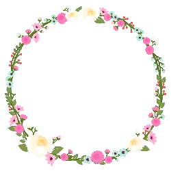 Floral Wreath - pink - round - No Background PNG