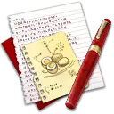Red Pen and Notebook - red - Transparent Background PNG