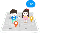 Teaching Navigation Boy and Girl - location - Transparent Background PNG