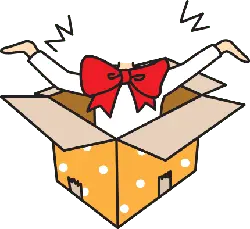 Surprise in a Box - cartoon - PNG