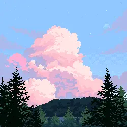Pink Clouds and Forest - forest - Lossless PNG