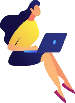 Woman Using Laptop - character - No Background PNG