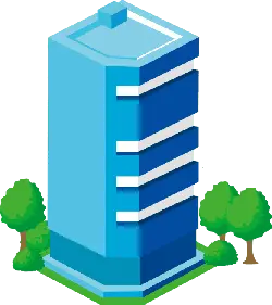 Blue Building - modern - Transparent Background PNG