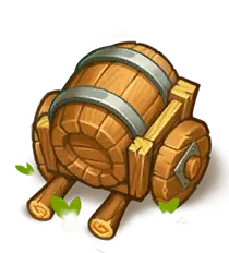 Wooden Barrel Cart - game element - Transparent Background PNG