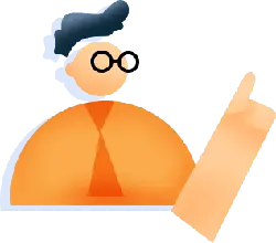 Cartoon Character with Glasses - gesture - Transparent Background PNG