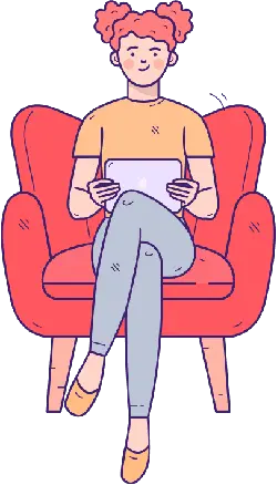 Girl Sitting on Chair - relaxation - No Background PNG