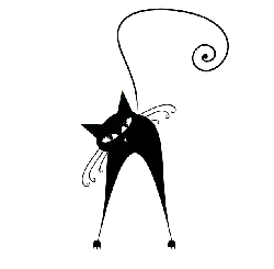 Black Cat - mysterious - outline - Transparent Layer PNG