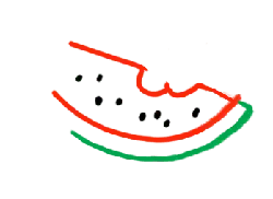 Watermelon Slice - line drawing - PNG Images