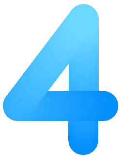 Number Four - gradient - blue - High Resolution PNG