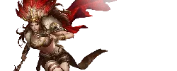 Red-haired Female Warrior - long hair - weapon - PNG