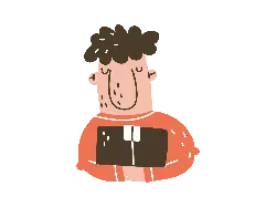 Man in Red Shirt - gift box - Transparent Background PNG