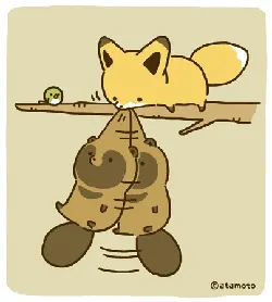 Fox and Small Animal on a Tree - fox - Free PNG