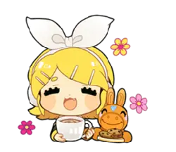 Coffee Rabbit Girl - rabbit - PNG