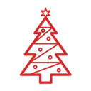 Christmas Tree - line drawing - No Background PNG